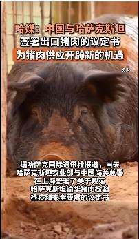 哈媒：中哈签署出口猪肉议定书为猪肉供应开辟新的机遇